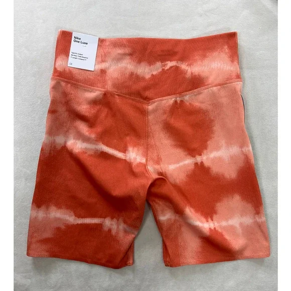 Nike Women's One Luxe Dri-FIT 7" Mid-Rise Printed Coral Training Shorts Medium - Picture 3 of 7